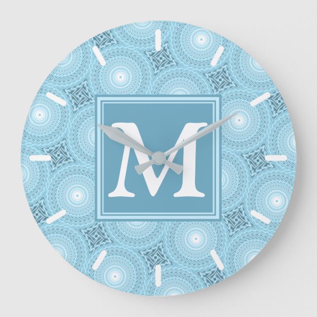 Reloj Redondo Grande Monogram angel blue circles pattern (Anverso)