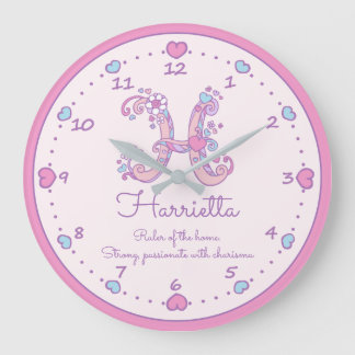 Reloj Redondo Grande Monogram H hearts name meaning clock
