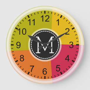 Reloj Redondo Grande Monogram Modern Retro Colors Geometric