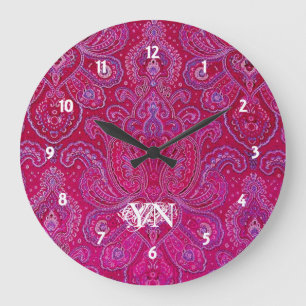 Reloj Redondo Grande Monograma bonito de Paisley