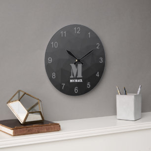 Reloj Redondo Grande Monograma con patrón de malla geométrica de gradie