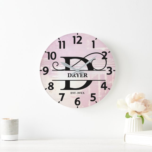 Reloj Redondo Grande Monograma D con problemas de lavanda pálida (Hogar)