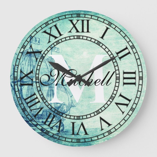 Reloj Redondo Grande Monograma de barco ruso de cosecha (Anverso)