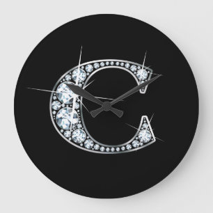 Reloj Redondo Grande Monograma de C Faux-"Diamond"