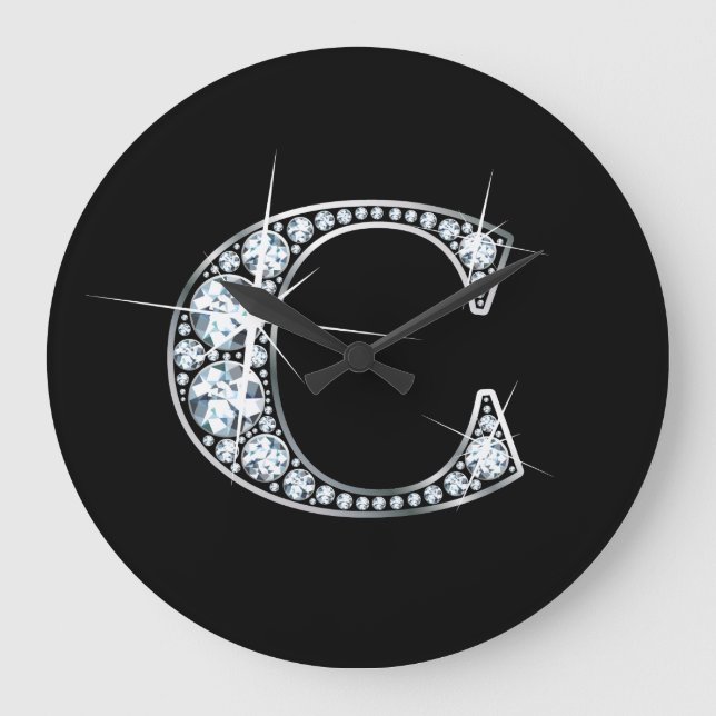 Reloj Redondo Grande Monograma de C Faux-"Diamond" (Anverso)