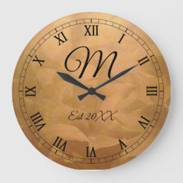 Reloj Redondo Grande Monograma de cumpleaños personalizable metálico de