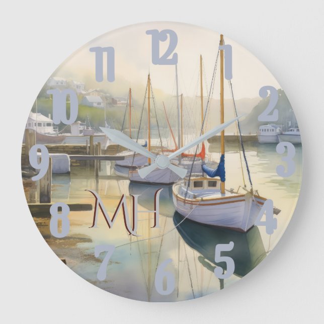 Reloj Redondo Grande Monograma de navegación acuática con encanto (Anverso)