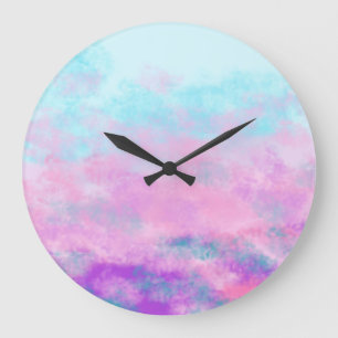 Reloj Redondo Grande Monograma de Nubes Rosadas Lindas