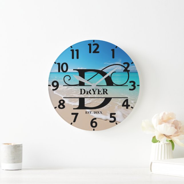 Reloj Redondo Grande Monograma de Pacific Ocean Beach D (Hogar)