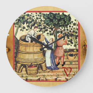 RELOJ REDONDO GRANDE MONOGRAMA DE PARCHE DE COSECHA DE VINEYARD ANTIGUA