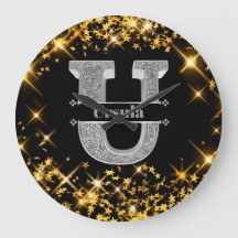 Monograma de plata inicial de U personalizado Su n