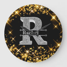 Monograma de plata inicial R personalizado Su nomb