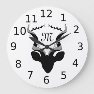 Reloj Redondo Grande Monograma de silueta oscuro antelope