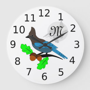 Reloj Redondo Grande Monograma de Steller Blue Jay