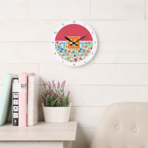 Reloj Redondo Grande Monograma divertido de estilo veraniego
