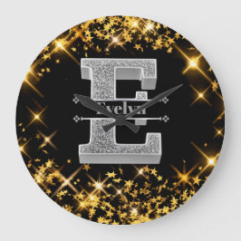 Reloj Redondo Grande Monograma E inicial de plata personalizado Su nomb