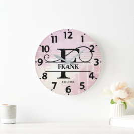 Reloj Redondo Grande Monograma F de lavanda pálido deteriorado