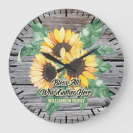 Reloj Redondo Grande Monograma floral de girasol ruso