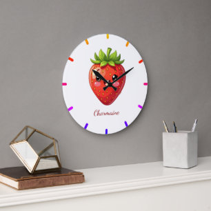 Reloj Redondo Grande Monograma fresa kawaii linda