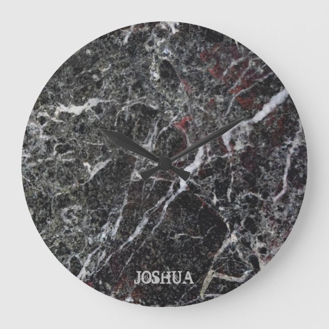 Reloj Redondo Grande Monograma Gris Oscuro Y Piedra De Mármol Blanco (Anverso)