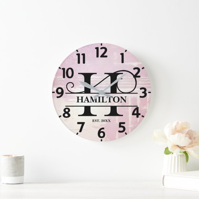 Reloj Redondo Grande Monograma H con problemas de lavanda pálida (Hogar)