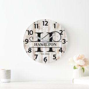 Reloj Redondo Grande Monograma H de Casa de Campo Rústica