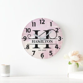 Reloj Redondo Grande Monograma H de lavanda pálido deteriorado