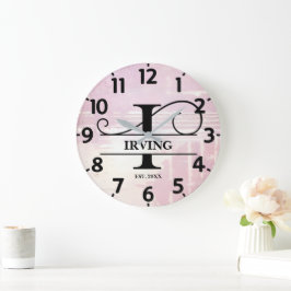 Reloj Redondo Grande Monograma I de lavanda pálido deteriorado