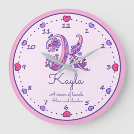 Reloj Redondo Grande Monograma K Corazón de Kayla nombre significa relo