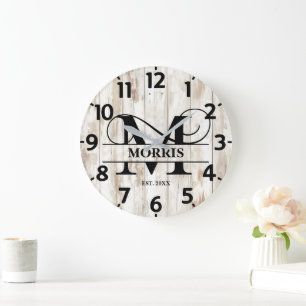 Reloj Redondo Grande Monograma M de Casa de Campo Rústica