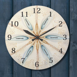 Reloj Redondo Grande Monograma moderno de diseño de deportes de béisbol