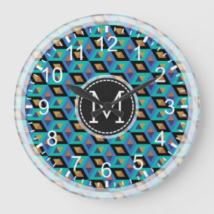 Reloj Redondo Grande Monograma moderno mosaico #10