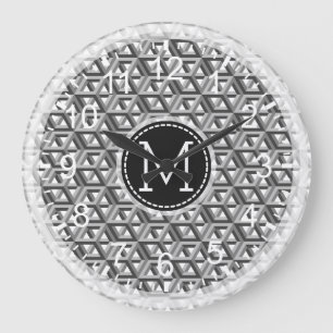 Reloj Redondo Grande Monograma moderno mosaico #12