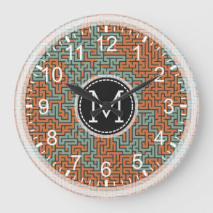 Reloj Redondo Grande Monograma moderno mosaico #14