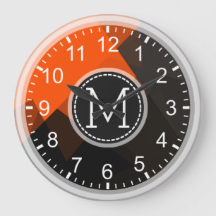 Reloj Redondo Grande Monograma moderno naranja Brown