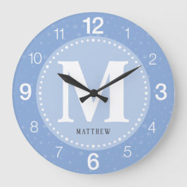 Reloj Redondo Grande Monograma niño niño niño azul