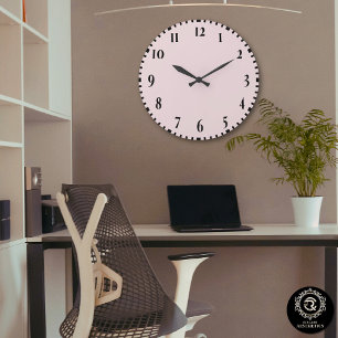 Reloj Redondo Grande Monograma Personalizado Rosa Claro Beige