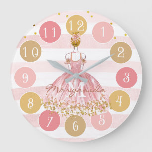 Reloj Redondo Grande Monograma rosa Ballerina de color de agua delgado
