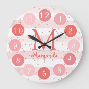 Reloj Redondo Grande Monograma rosa delgado - Niños