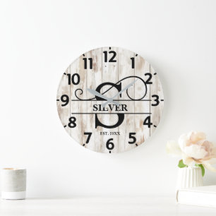 Reloj Redondo Grande Monograma S de Campo Rústico