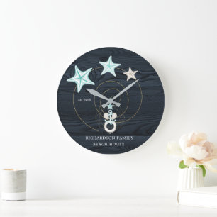 Reloj Redondo Grande monograma turquesa costero