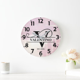 Reloj Redondo Grande Monograma V descolorido en lavanda pálido