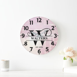 Reloj Redondo Grande Monograma W Deteriorada Lavanda Pálida