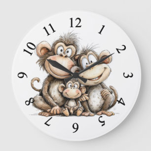 Reloj Redondo Grande Monos lindos