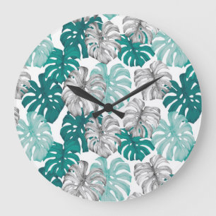 Reloj Redondo Grande Monstera Duo Tone: Trópicos mínimos