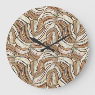 Reloj Redondo Grande Monstera gráfica deja diseño tropical