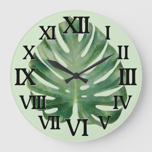 Reloj Redondo Grande Monstera Leaf (Anverso)