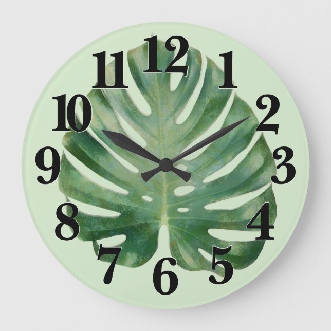 Reloj Redondo Grande Monstera Leaf (Anverso)