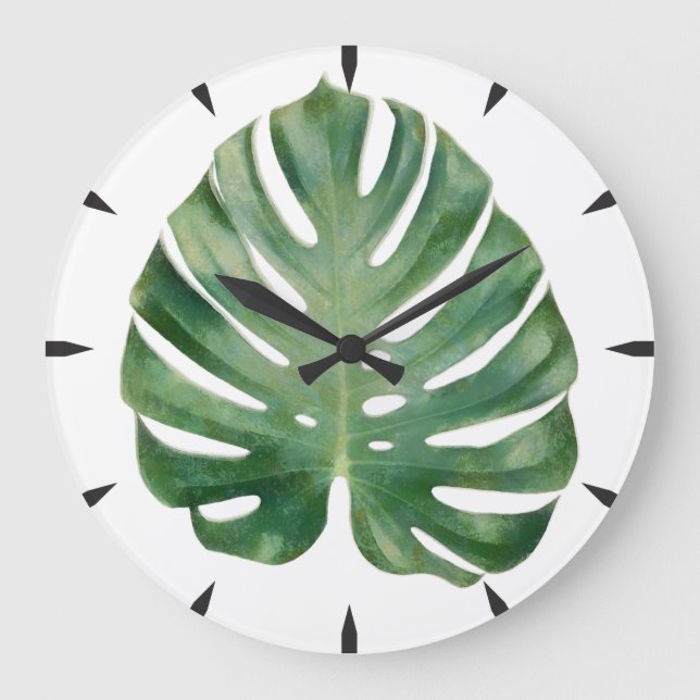Reloj Redondo Grande Monstera Leaf (Anverso)