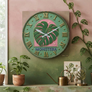 Reloj Redondo Grande Monstera Leaf Botanical